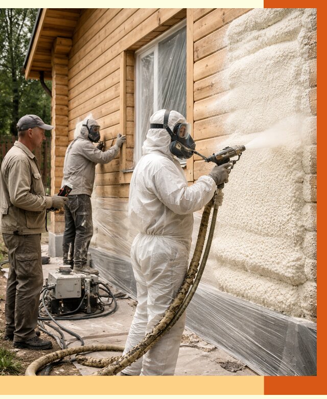 Утепление дома из бруса ППУ в Видном от 3985 руб/м2 под ключ | ТепломастерВдн