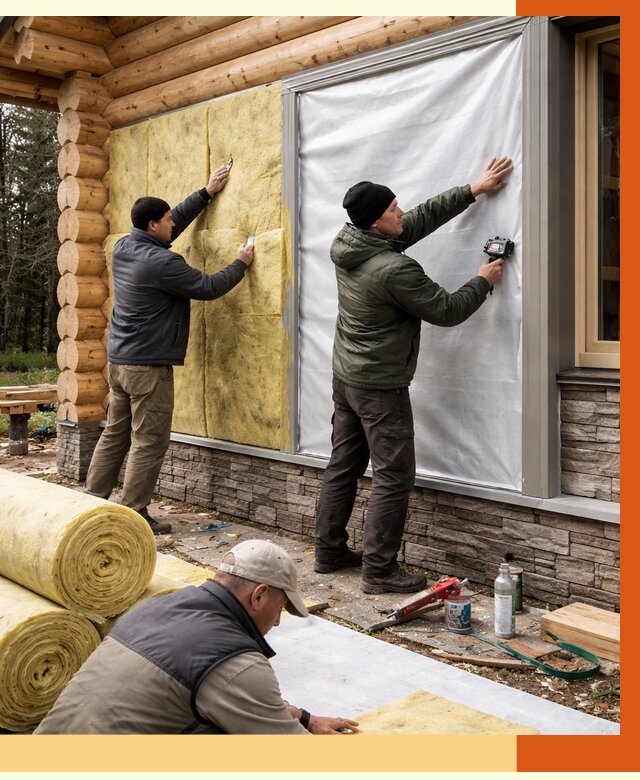 Утепление бревенчатого дома в Видном от 7918 руб/м2 — заказать под ключ | ТепломастерВдн