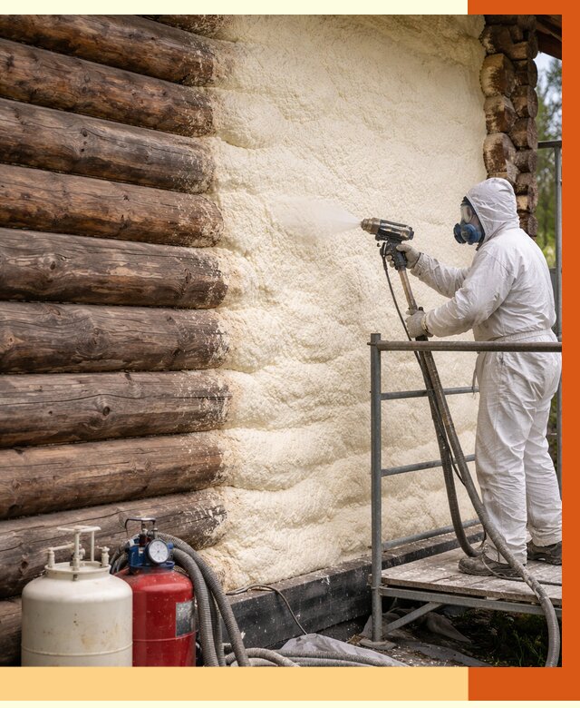 Утепление бревенчатого дома ППУ в Видном под ключ от 6469 руб. | ТепломастерВдн