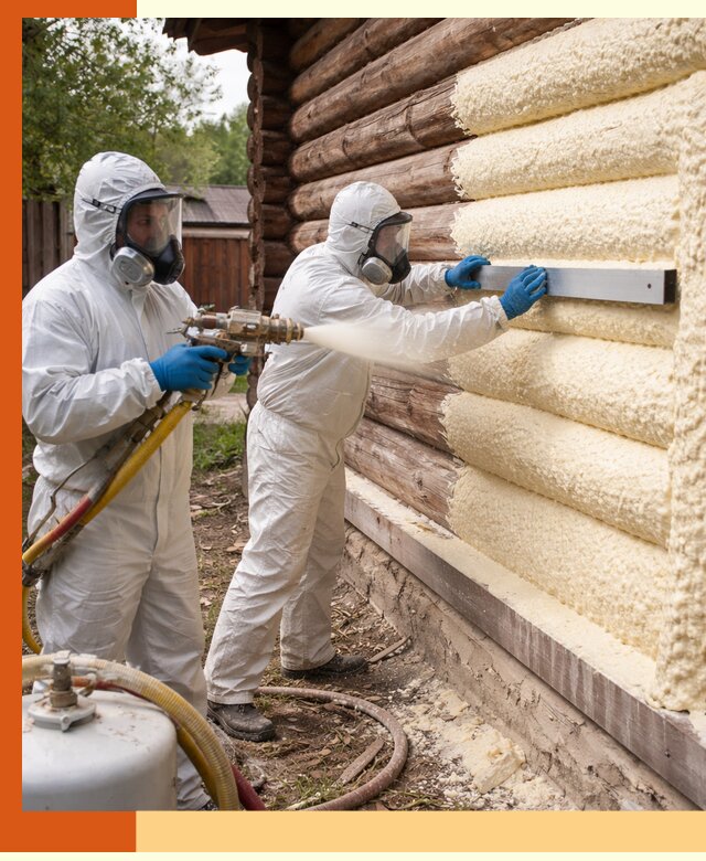 Утепление бревенчатого дома ППУ в Видном эффективной изоляцией