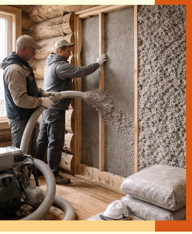 Утепление бревенчатого дома эковатой в Видном от 2846 руб. | ТепломастерВдн