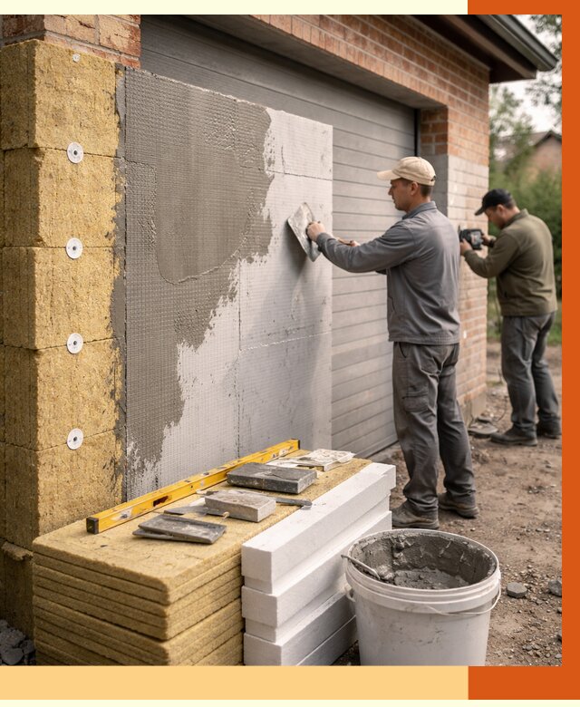 Утепление гаража снаружи в Видном от 4347 руб. за м2 — наружное утепление под ключ | ТепломастерВдн