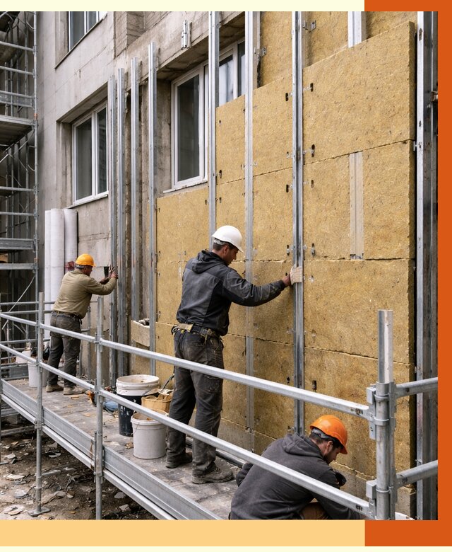 Утепление вентилируемого фасада в Видном от 5796 руб/м2 — монтаж и утепление вентфасад | ТепломастерВдн