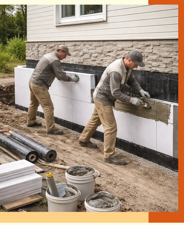 Утепление фундамента снаружи в Видном от 4347 руб. за м² | ТепломастерВдн