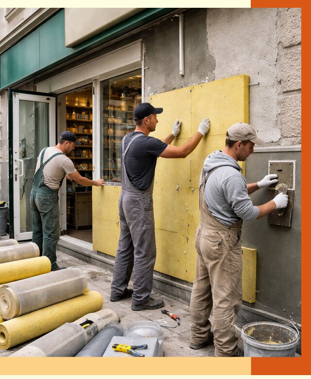 Утепление магазина в Видном от 4658 руб/м2 — цена, стены и снаружи | ТепломастерВдн