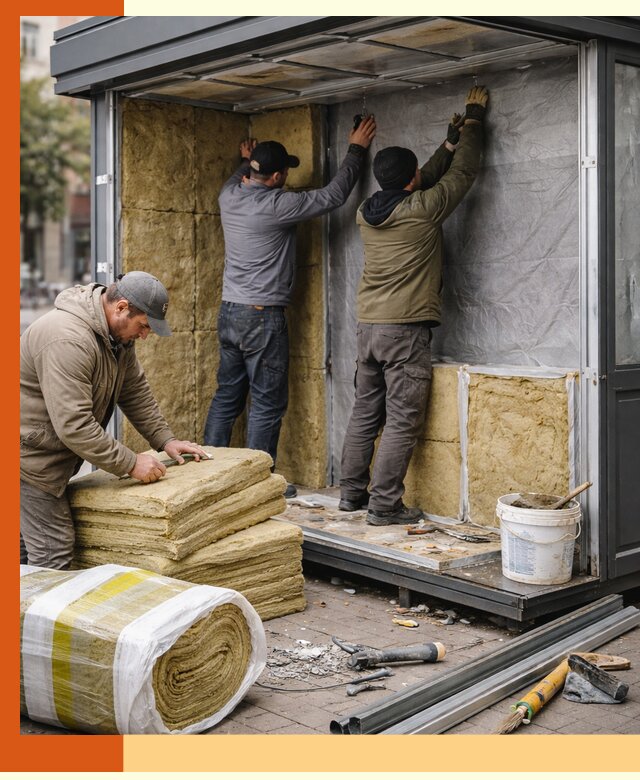 Утепление павильона шаурмы под ключ в Видном