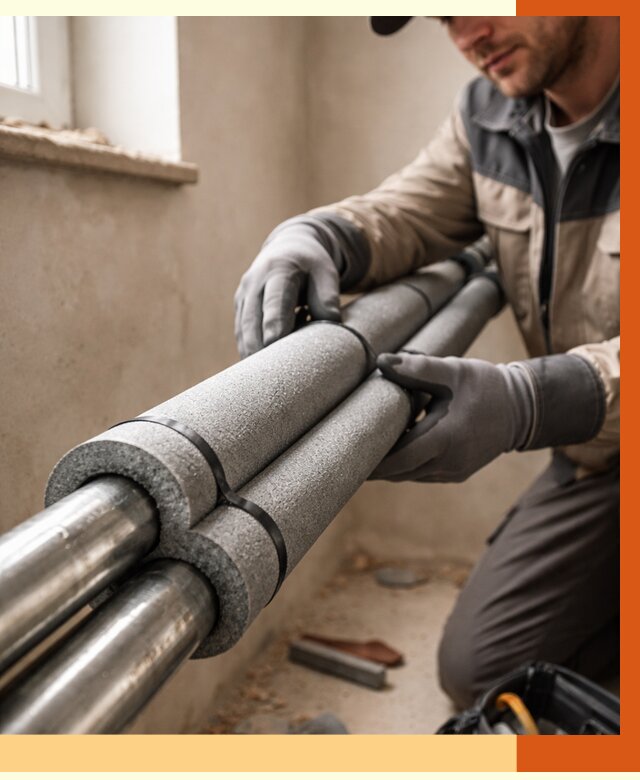 Утепление труб отопления в Видном от 2950 руб. за м² — услуги под ключ | ТепломастерВдн