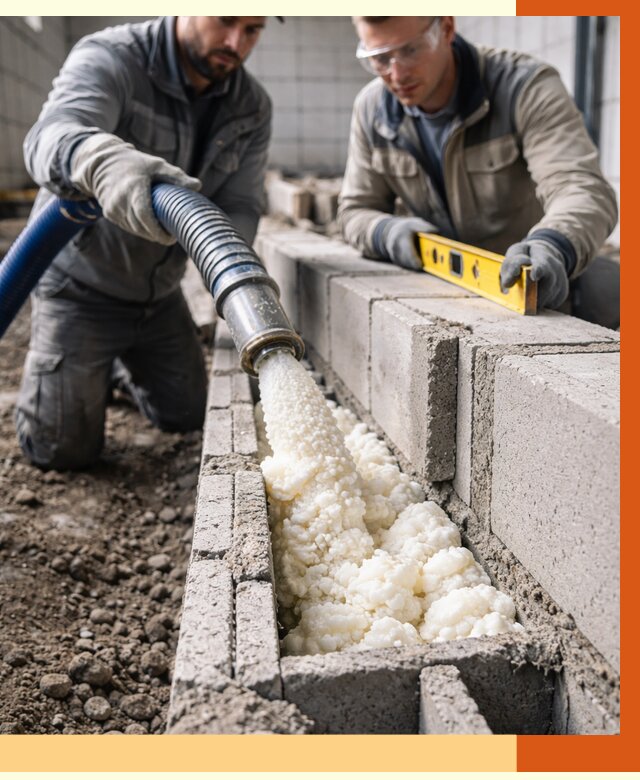 Заполнение колодцевой кладки ППУ в Видном от 4347 руб. за м2 | ТепломастерВдн