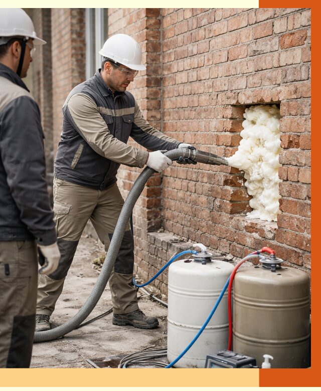 Заливка ППУ в пустоты кирпичной стены в Видном от 2846 руб. | ТепломастерВдн