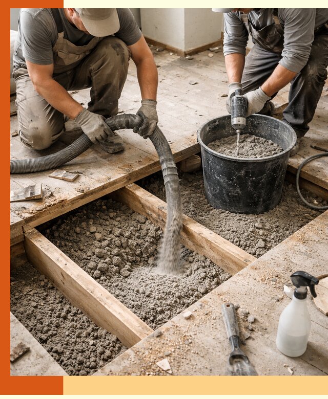 Заполнение пустот пола в Видном полиуретаном и пенополистиролом