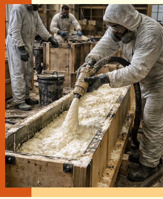 Заливка пенополиуретана в формы для утепления в Видном