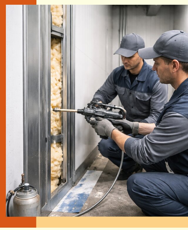 Заполнение пустот холодильных панелей в Видном специализированной пеной