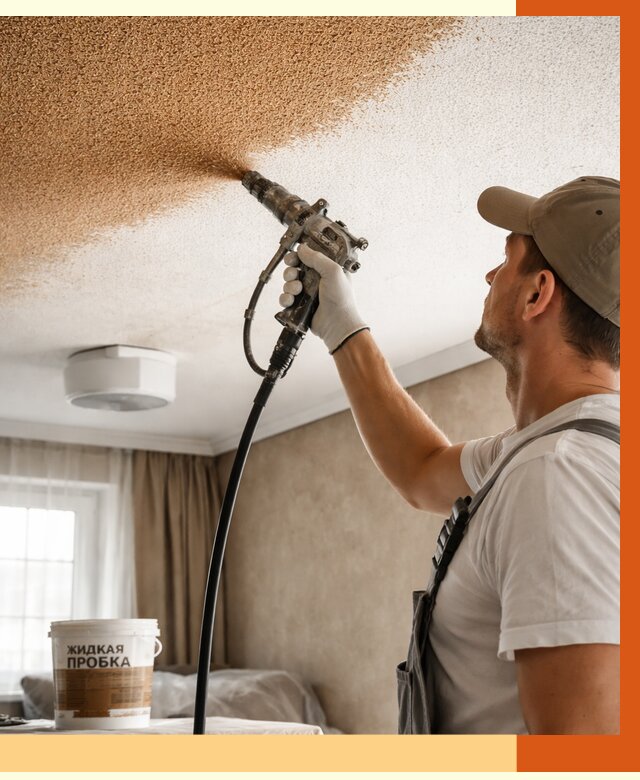 Утепление потолка жидкой пробкой в Видном от 3623 руб. | ТепломастерВдн