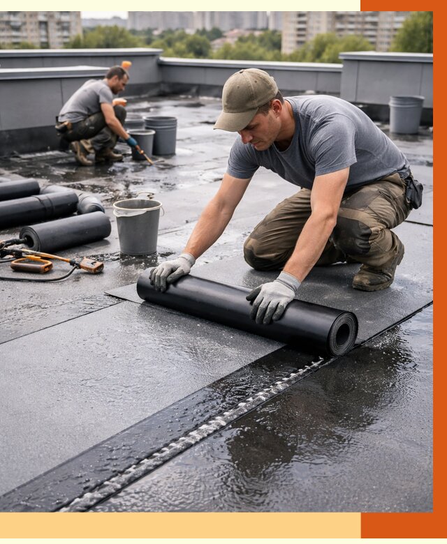 Гидроизоляция плоской кровли в Видном от 4658 руб./м2 — профессионально | ТепломастерВдн