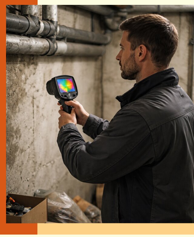 Тепловизионное обследование подвала в Видном для поиска утечек тепла