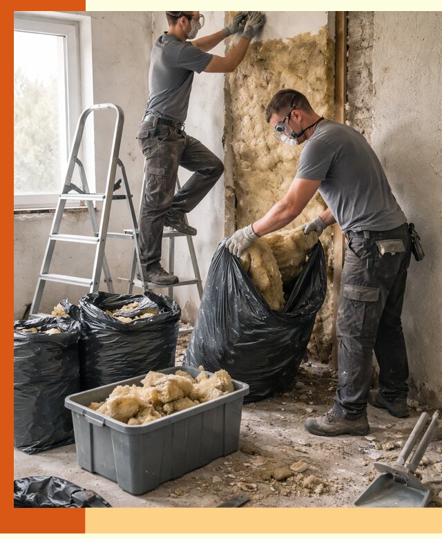 Демонтаж старого утеплителя и вывоз отходов в Видном